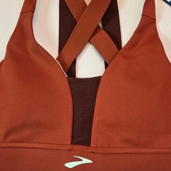 BROOKS Women Plunge Sports Bra for Running, Workouts, Sports Sz: XS Copper/Run - Picture 9 of 9